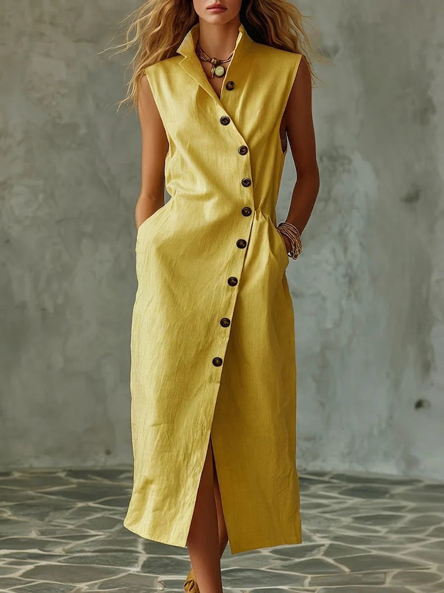 Slim-fit Elegant Single-breasted Dress