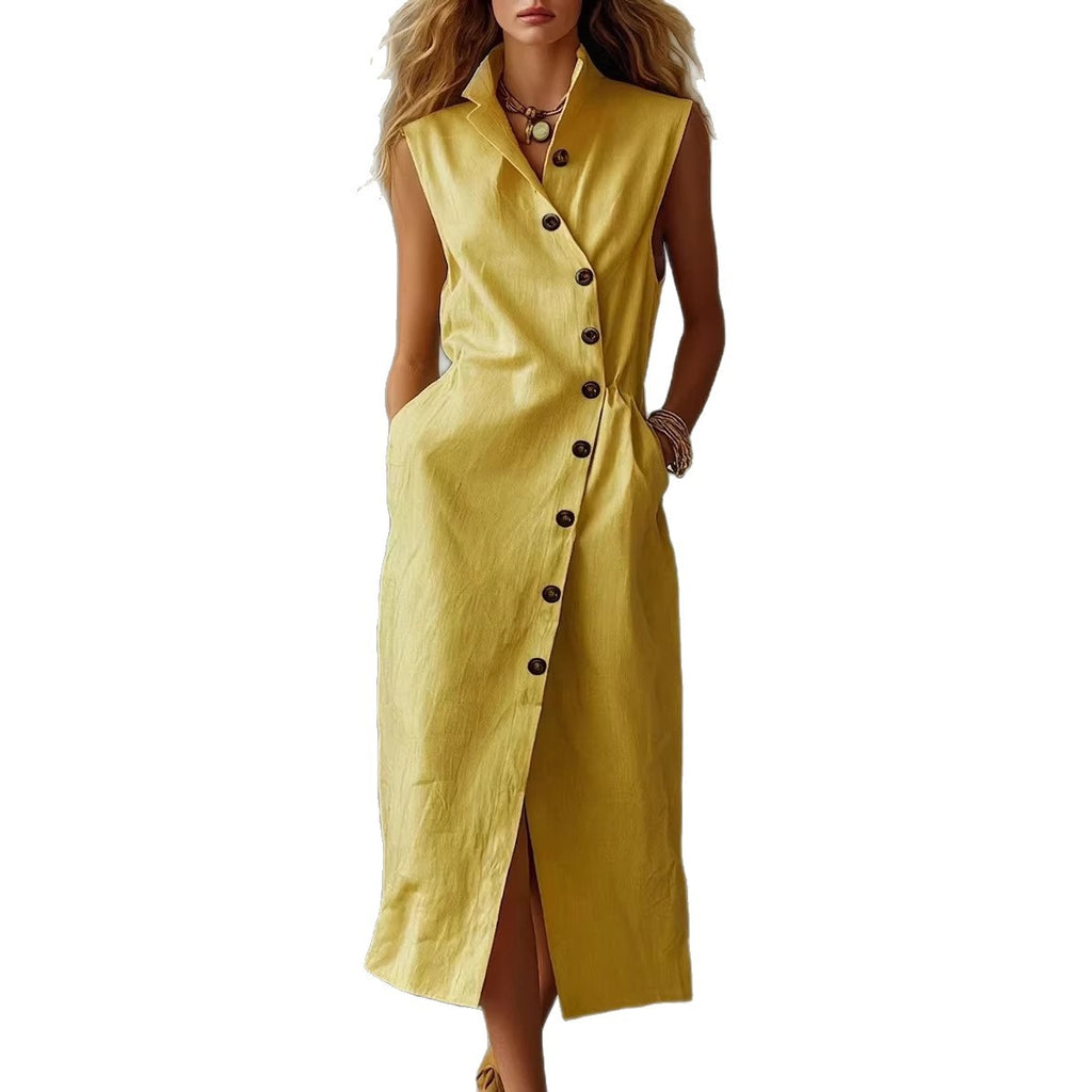Slim-fit Elegant Single-breasted Dress