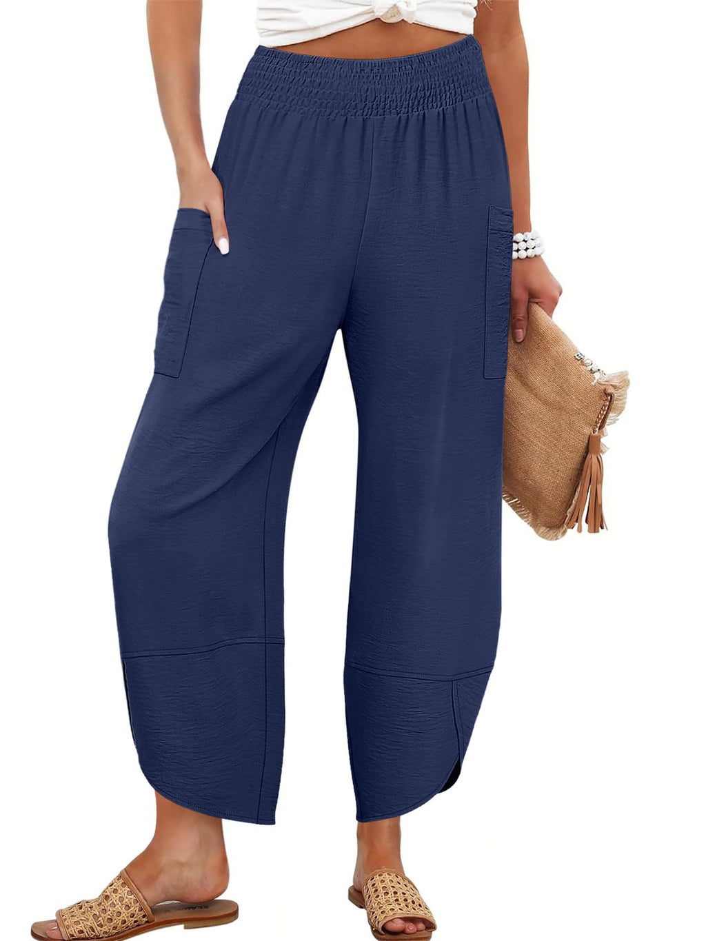 Side-Pocket Cropped Trousers