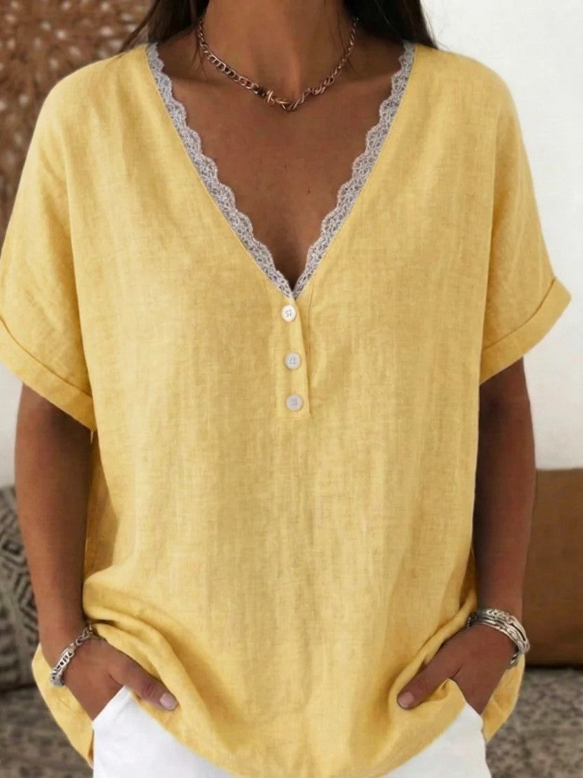 Lace-trimmed Collar Short Sleeves