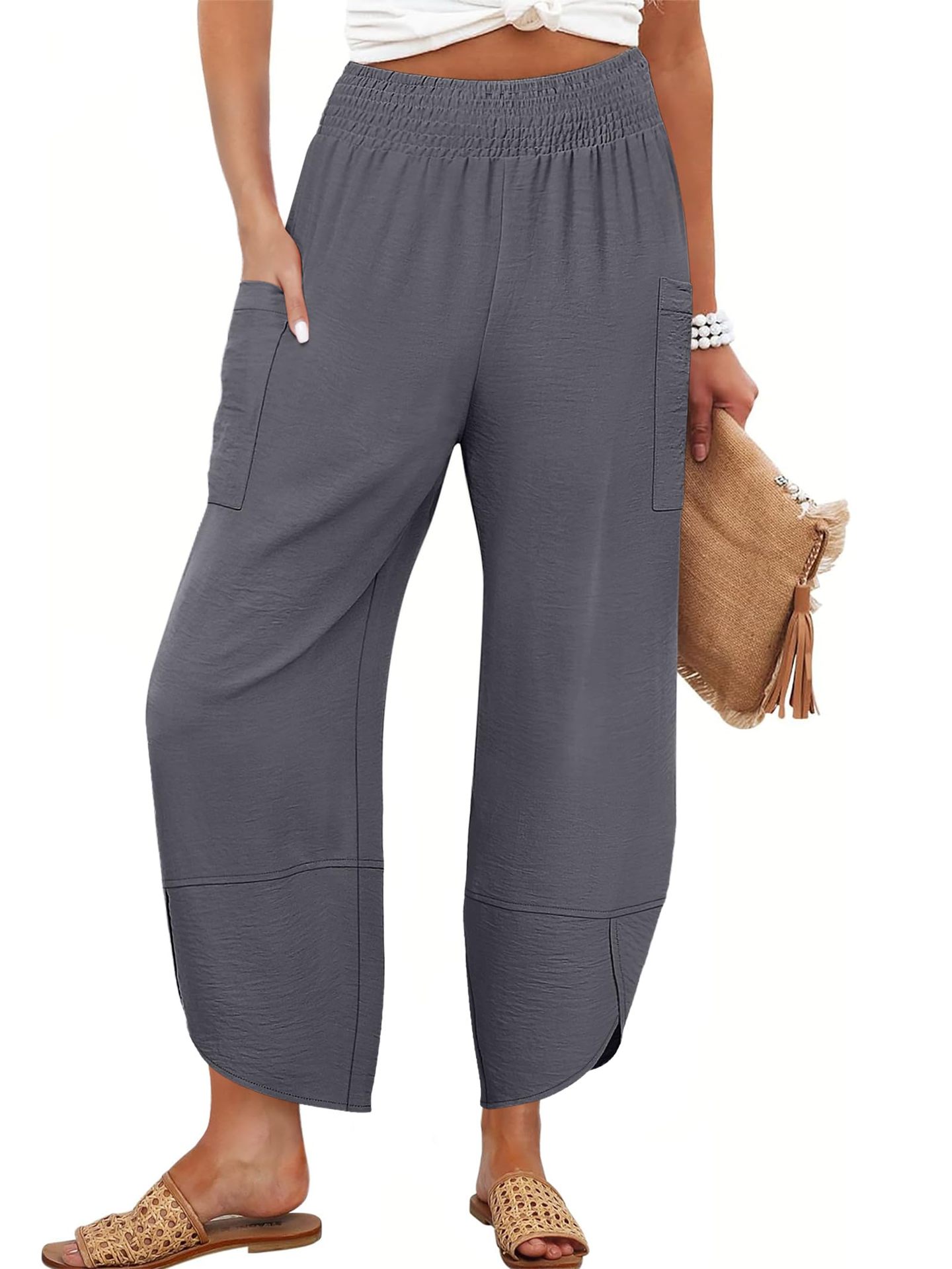 Side-Pocket Cropped Trousers