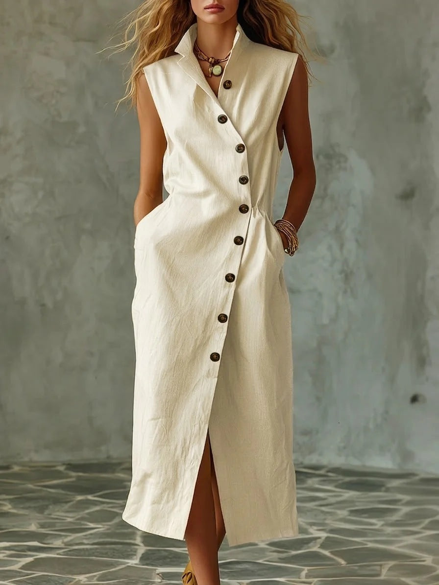 Slim-fit Elegant Single-breasted Dress
