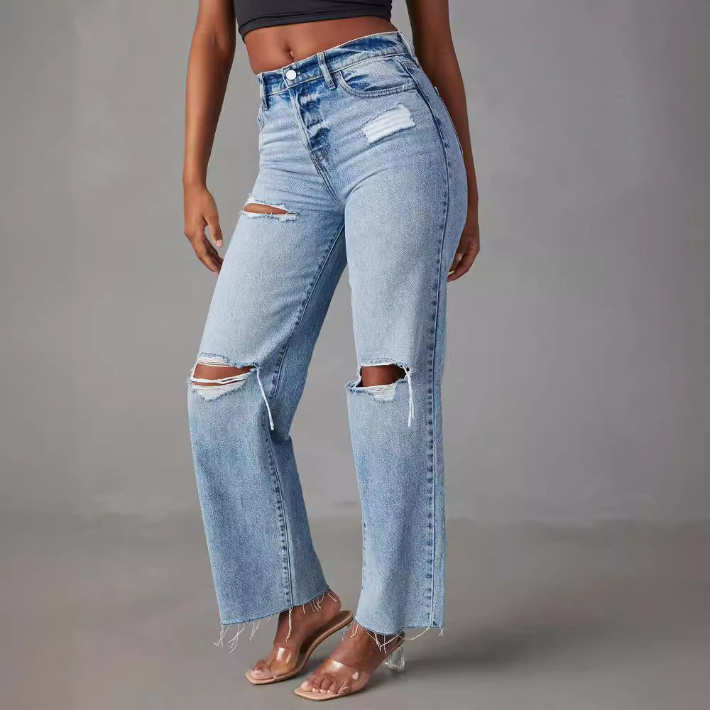 Raw-Hem Denim Jeans