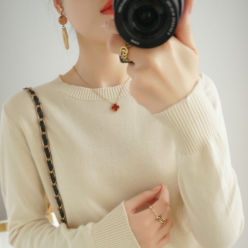 Crew-Neck Pullover Knit Sweater