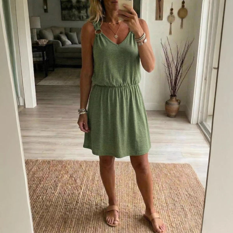 V-Neck Slip Casual Dress