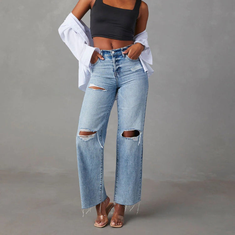 Raw-Hem Denim Jeans