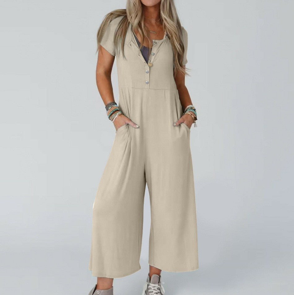 Casual Short-sleeve Jumpsuit