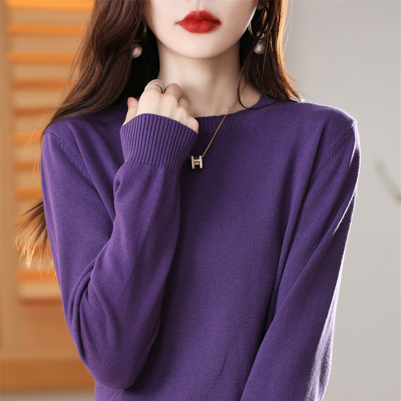 Crew-Neck Pullover Knit Sweater