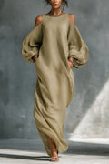 Long-sleeve Off-shoulder Midi Dress