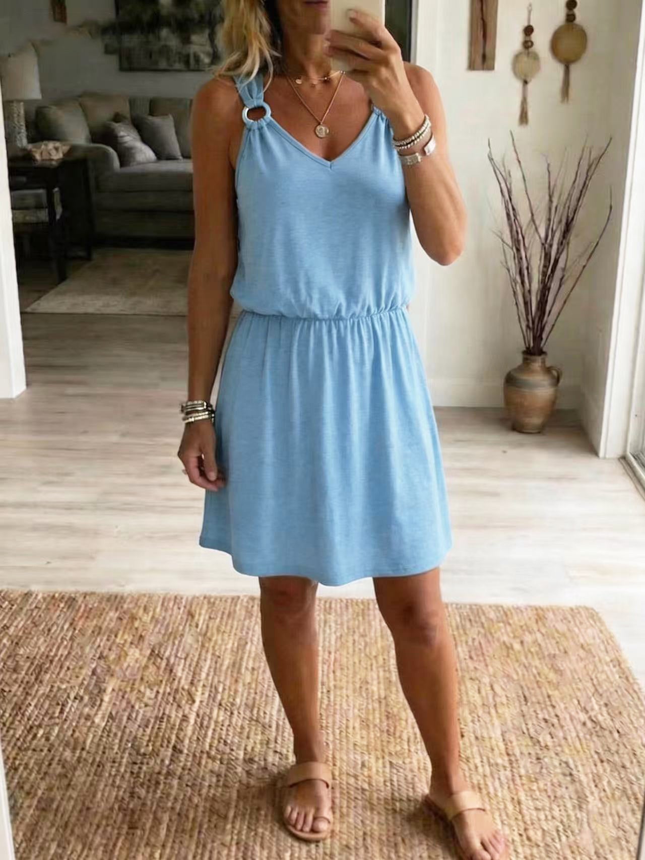 V-Neck Slip Casual Dress
