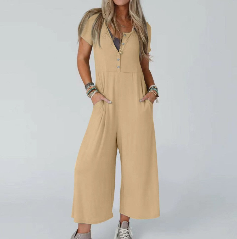 Casual Short-sleeve Jumpsuit