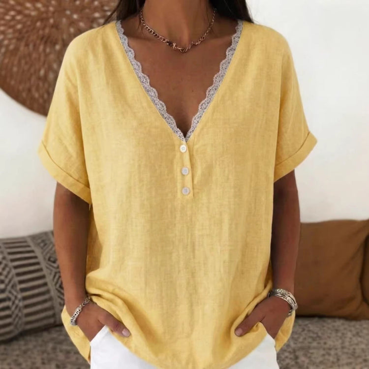 Lace-trimmed Collar Short Sleeves