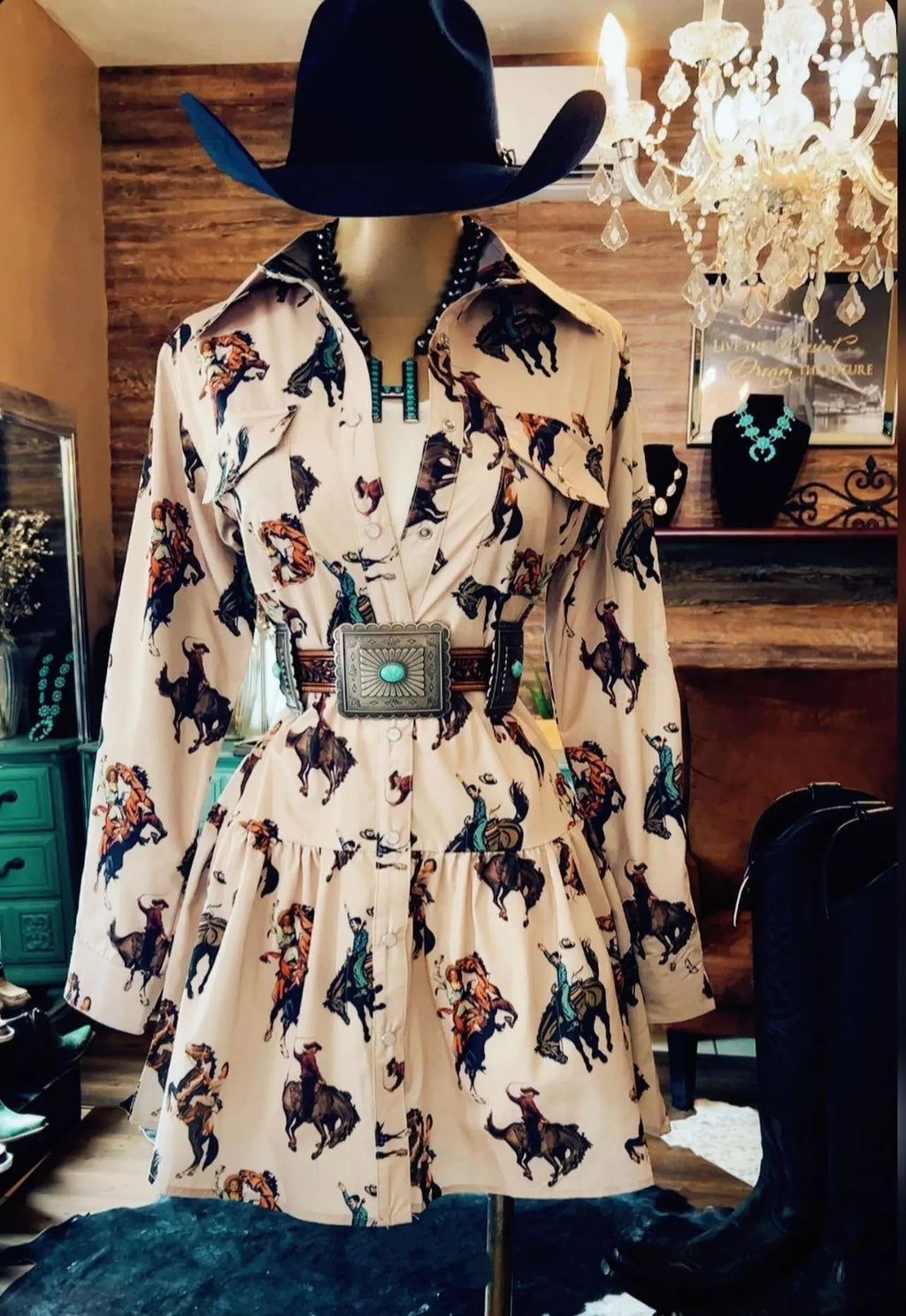 Printed Long-Sleeve Dress