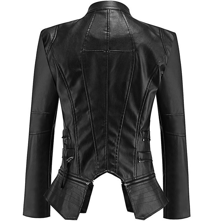 Zippered Patchwork Jacket Coats
