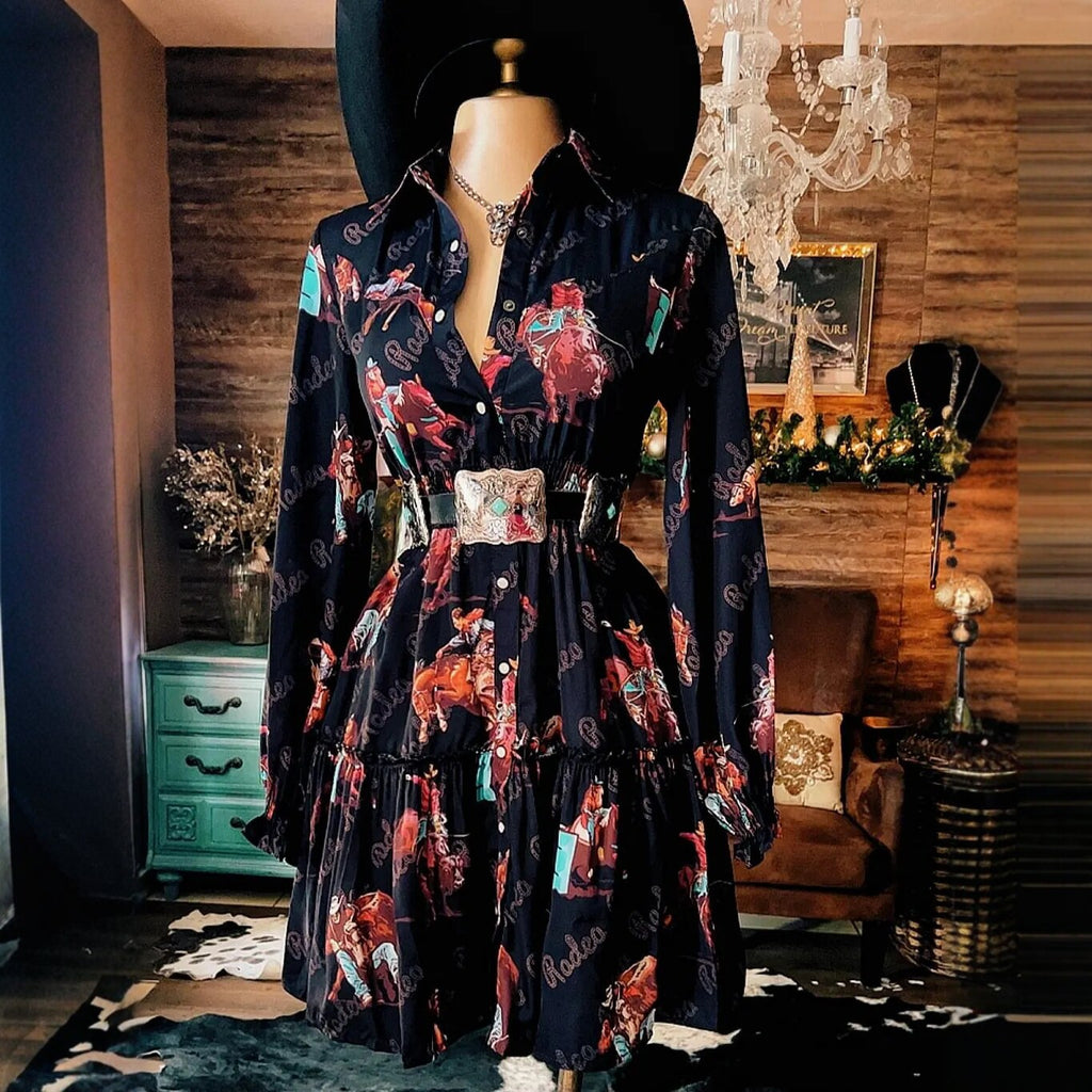 Printed Long-Sleeve Dress
