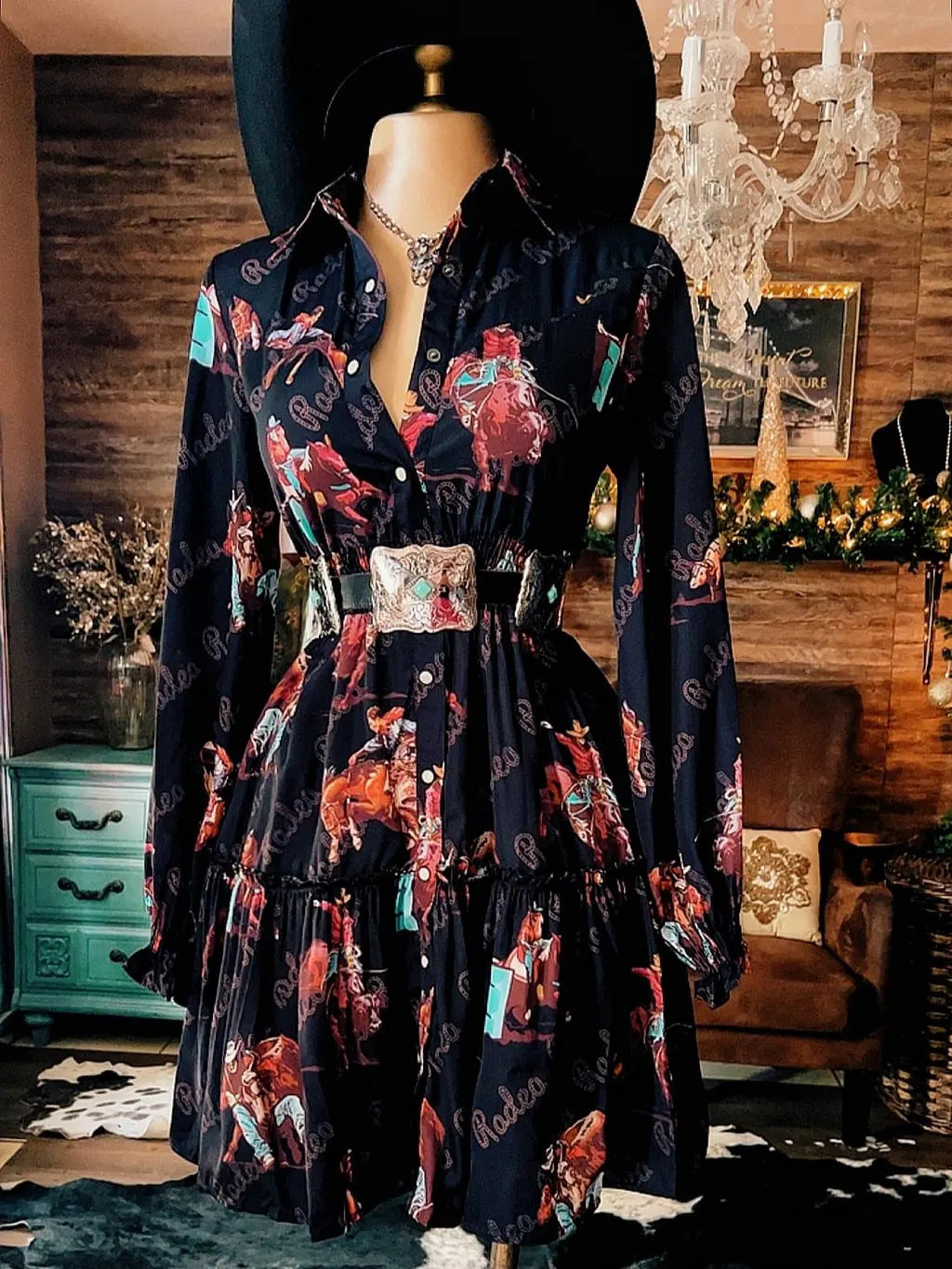Printed Long-Sleeve Dress