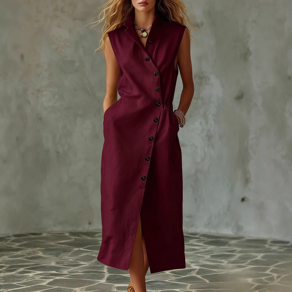 Slim-fit Elegant Single-breasted Dress