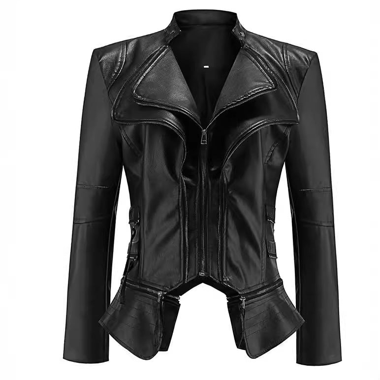 Zippered Patchwork Jacket Coats