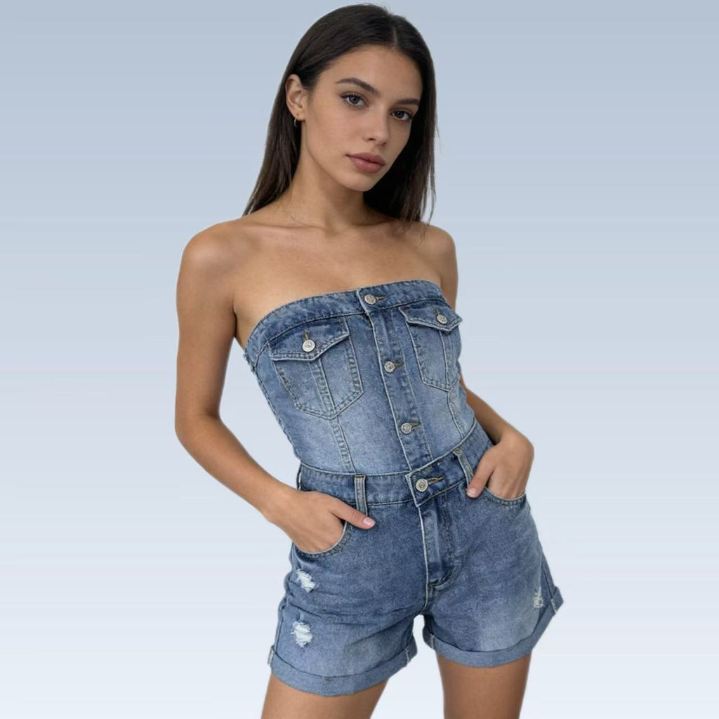Distressed Womens Denim Shorts
