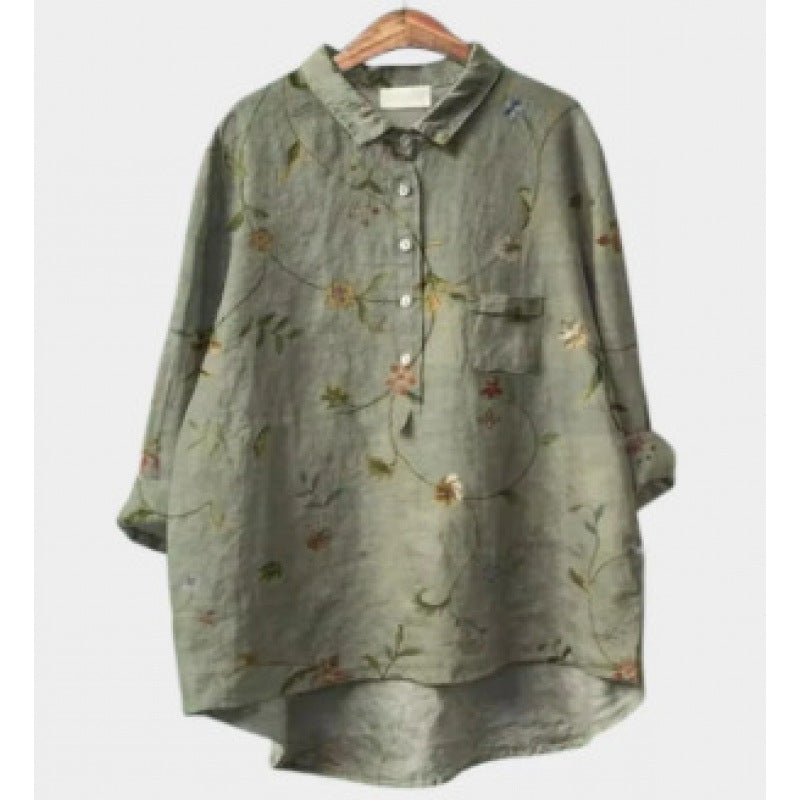 Long-sleeve Button-up Top