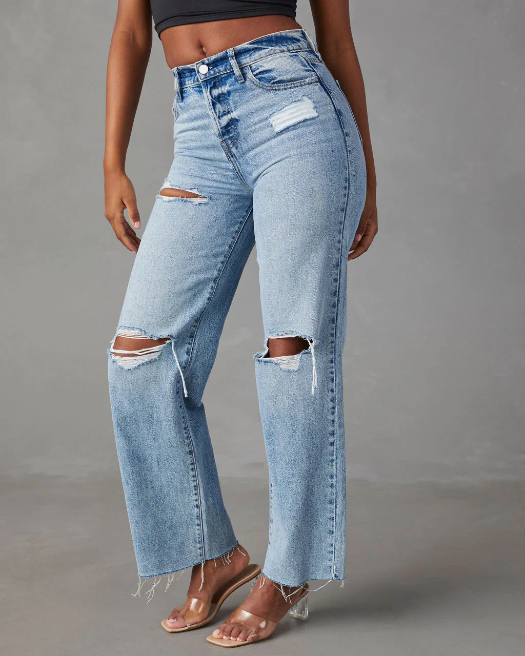 Raw-Hem Denim Jeans