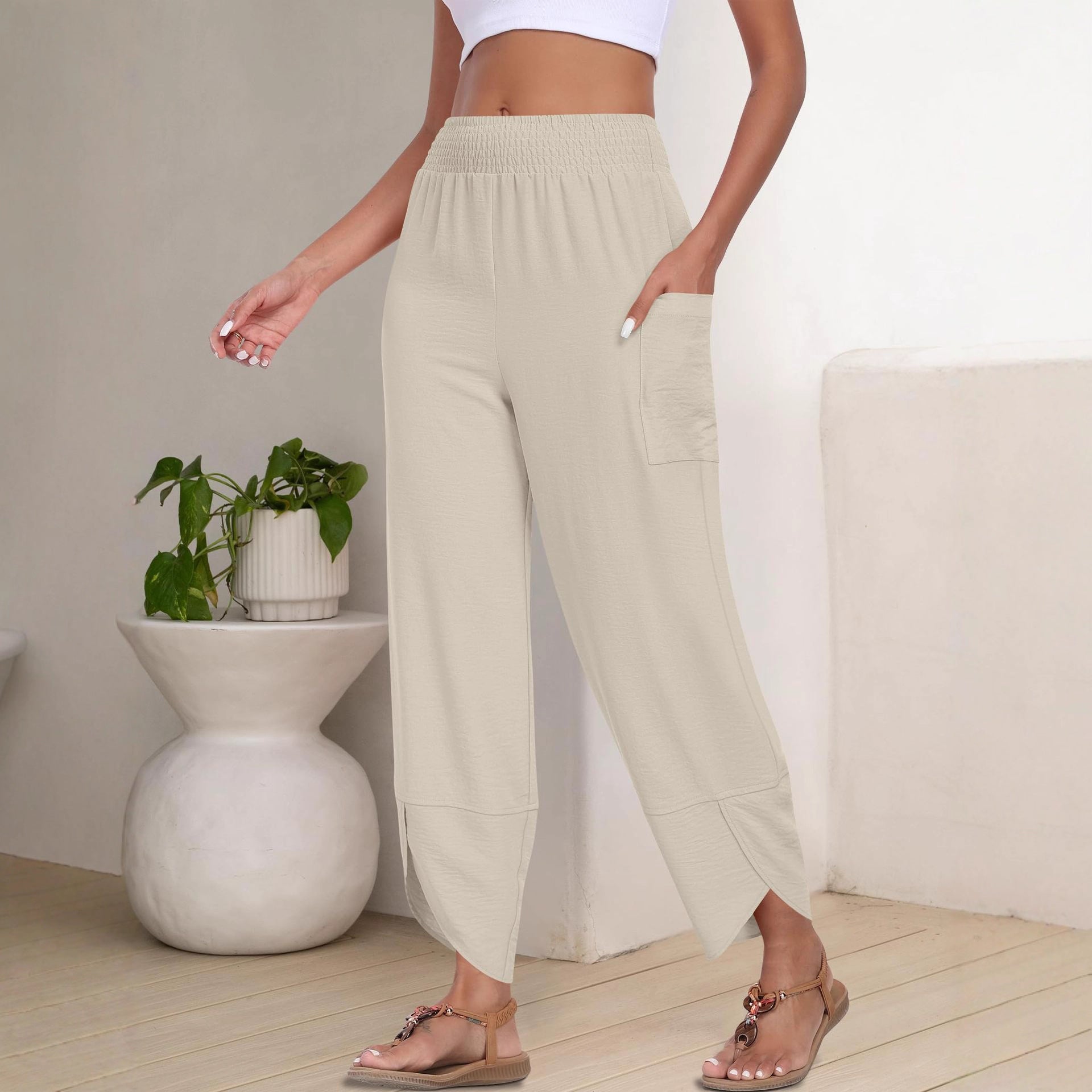 Side-Pocket Cropped Trousers