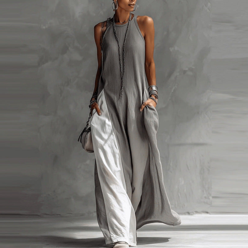 Sleeveless Loose-Fit Off-Shoulder Dress