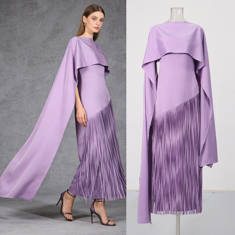 Fringe Cloak-Style Long Dress