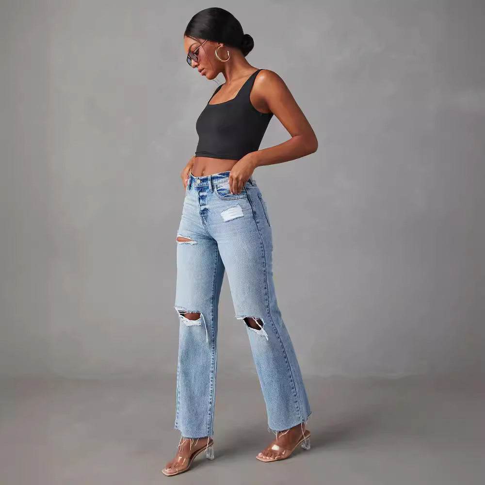 Raw-Hem Denim Jeans