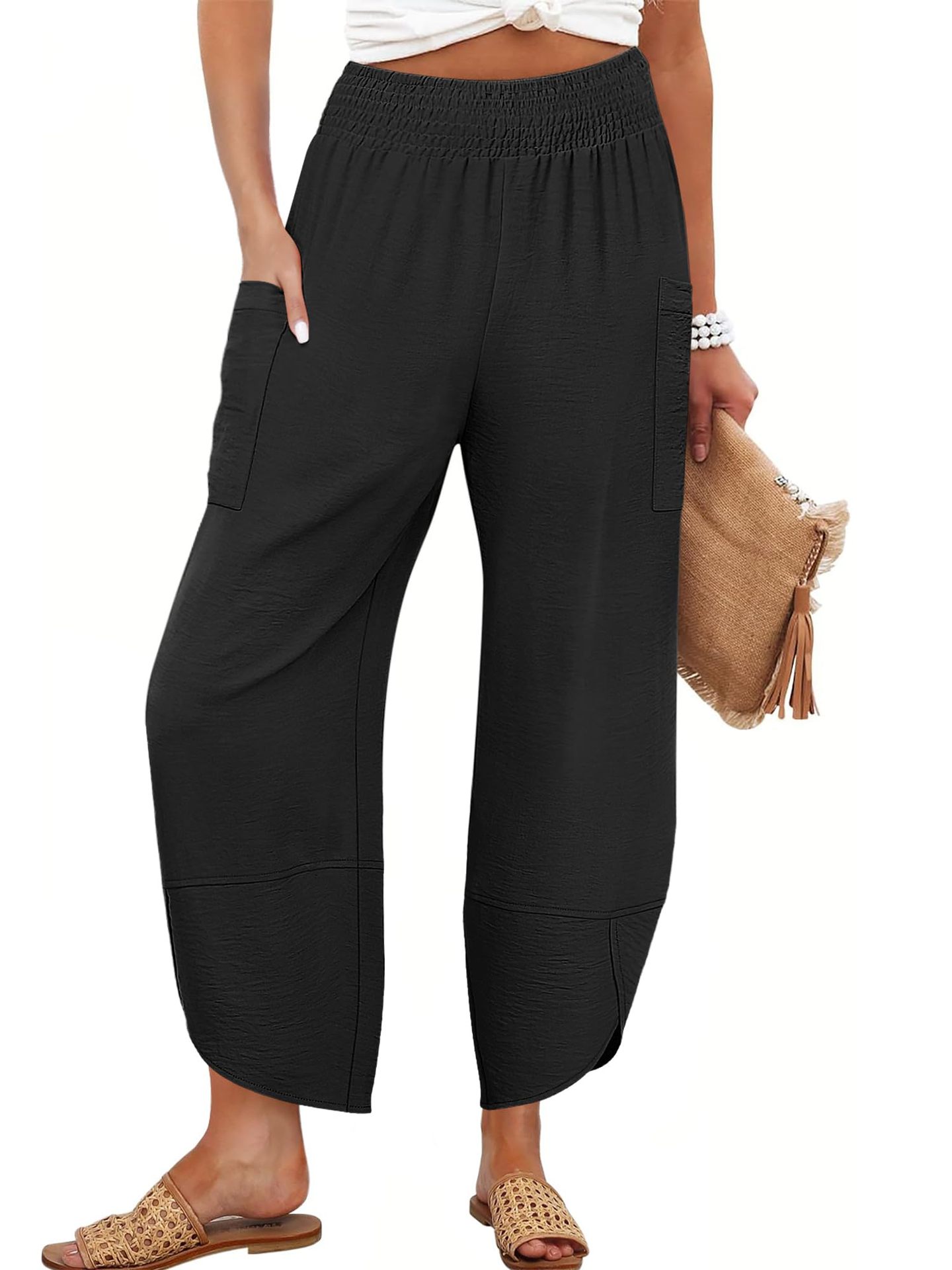 Side-Pocket Cropped Trousers