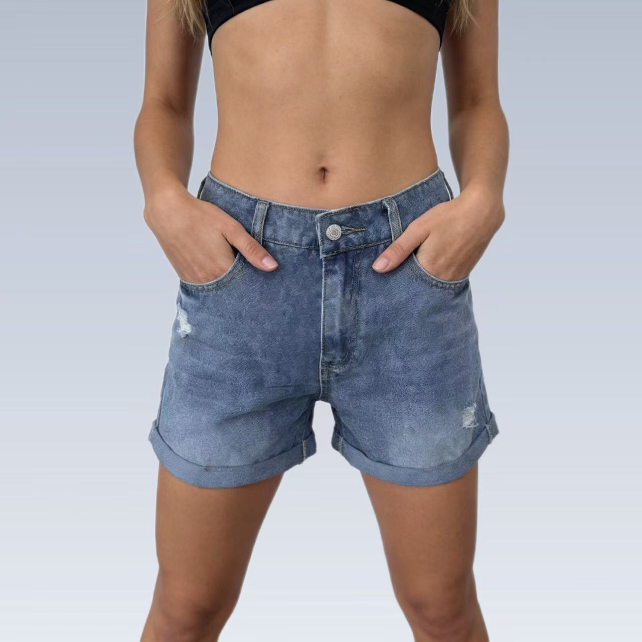 Distressed Womens Denim Shorts