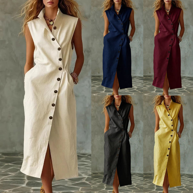 Slim-fit Elegant Single-breasted Dress