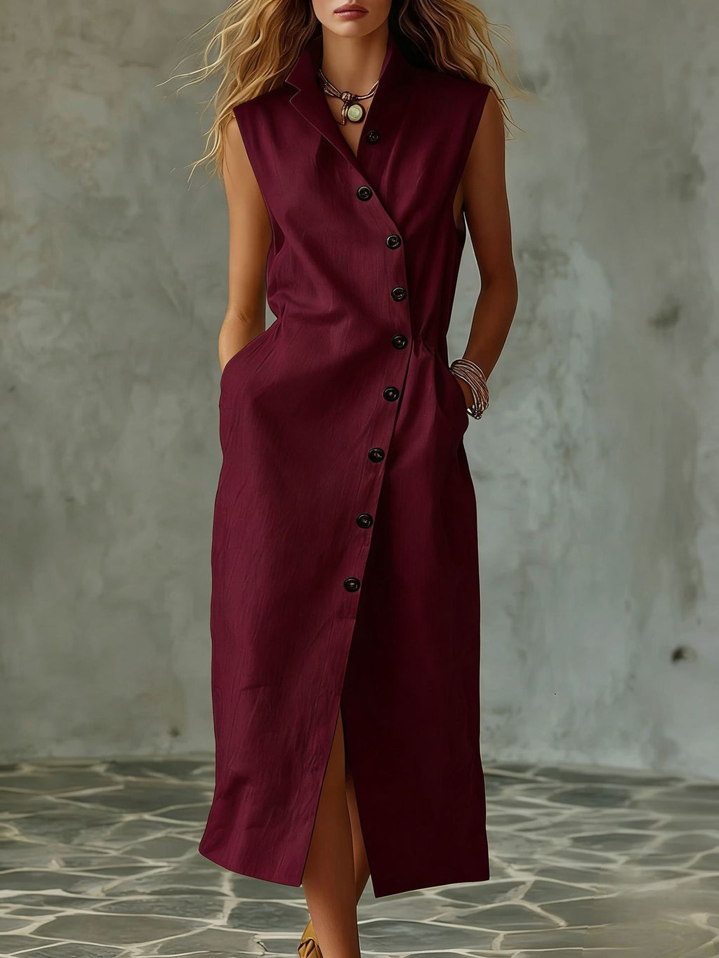 Slim-fit Elegant Single-breasted Dress
