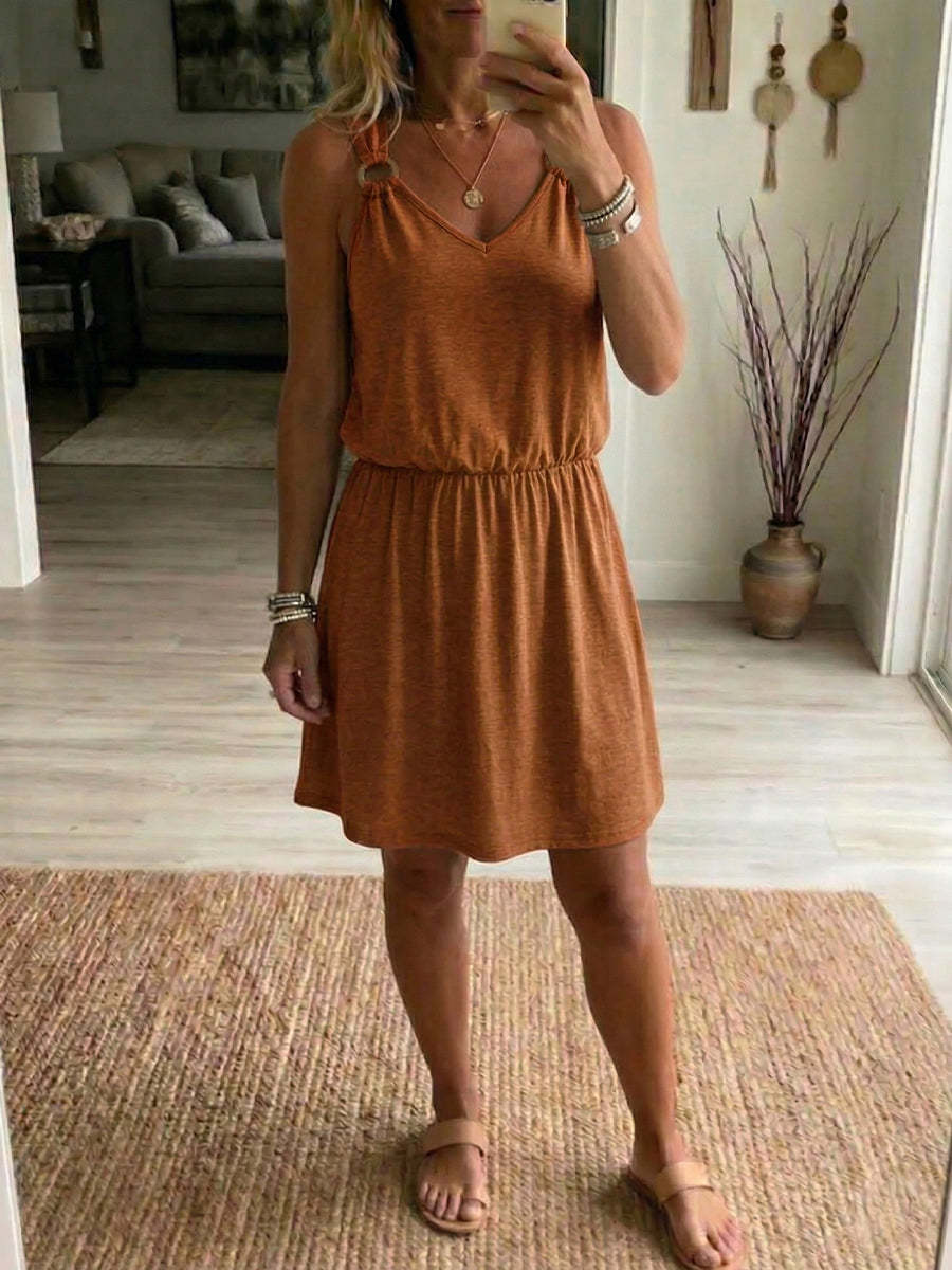 V-Neck Slip Casual Dress