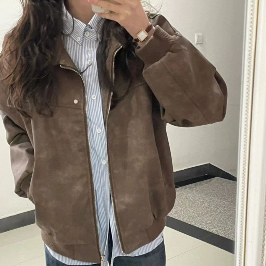 Retro Brown Square-Neck Coat