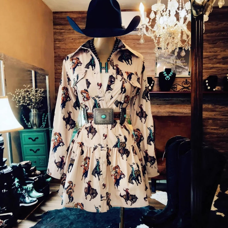 Printed Long-Sleeve Dress