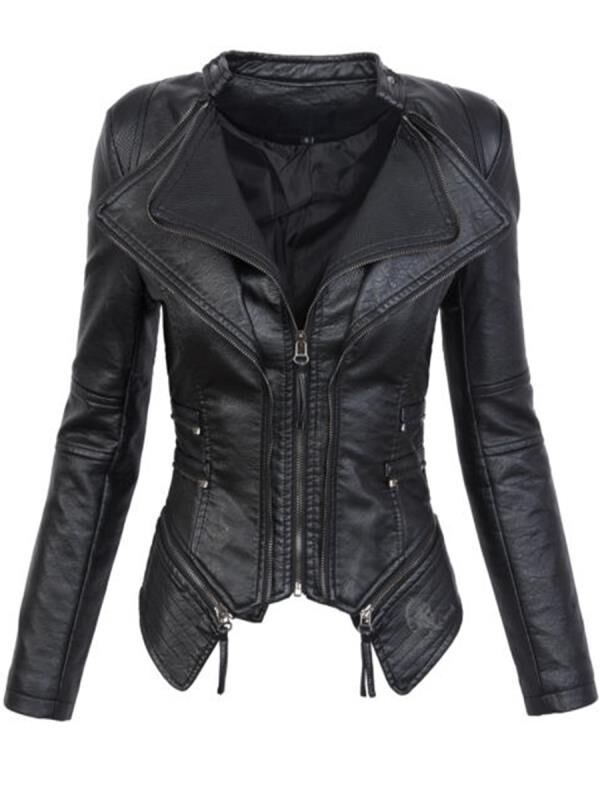 Zippered Patchwork Jacket Coats