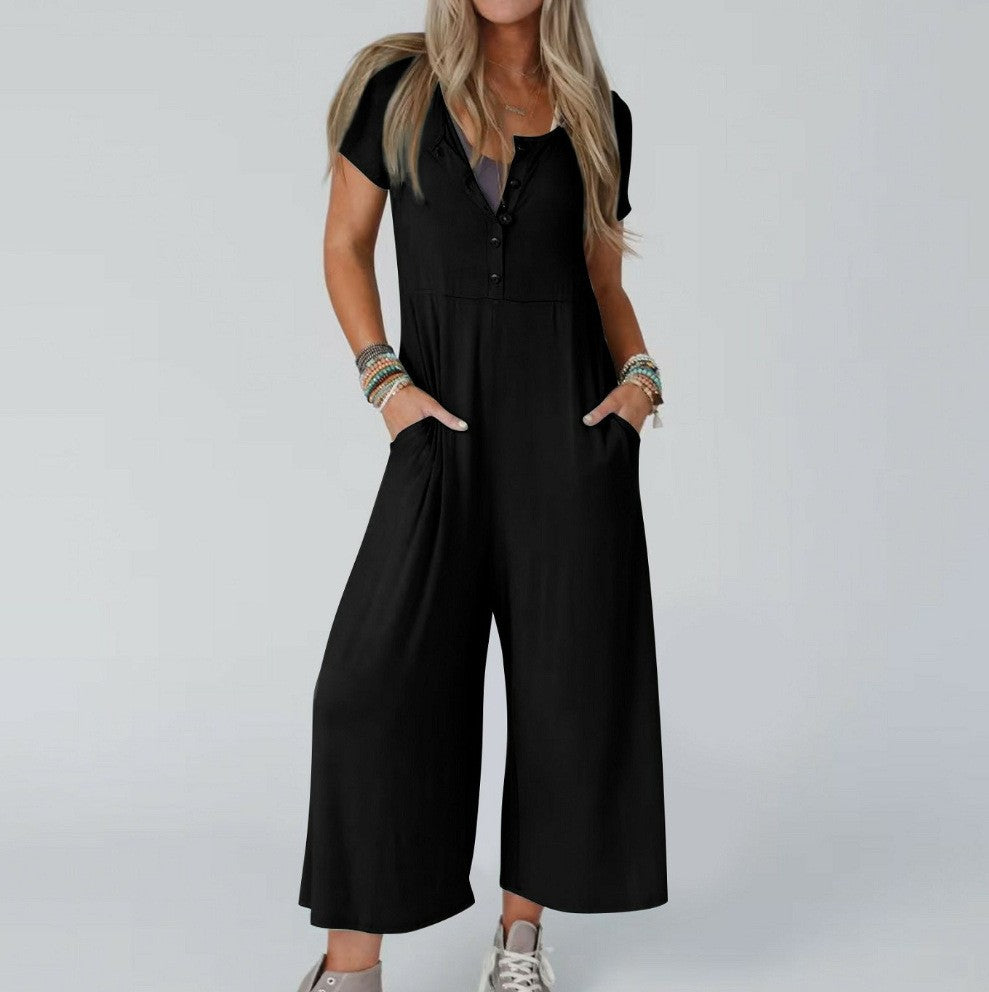 Casual Short-sleeve Jumpsuit