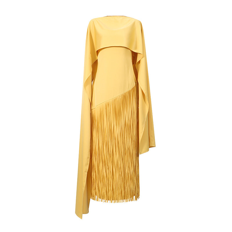 Fringe Cloak-Style Long Dress