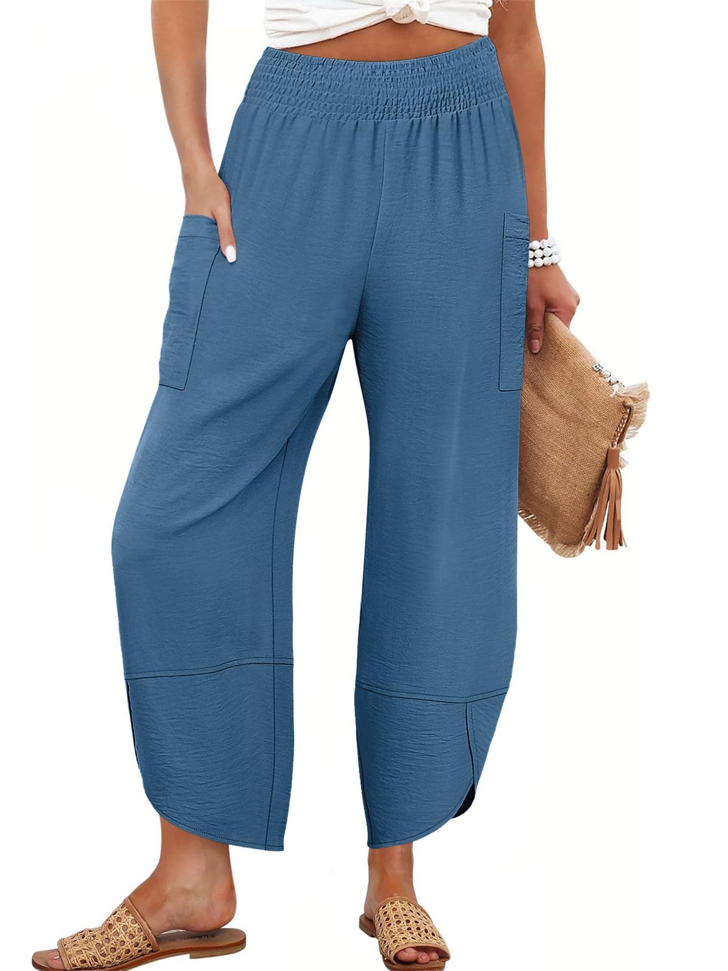 Side-Pocket Cropped Trousers