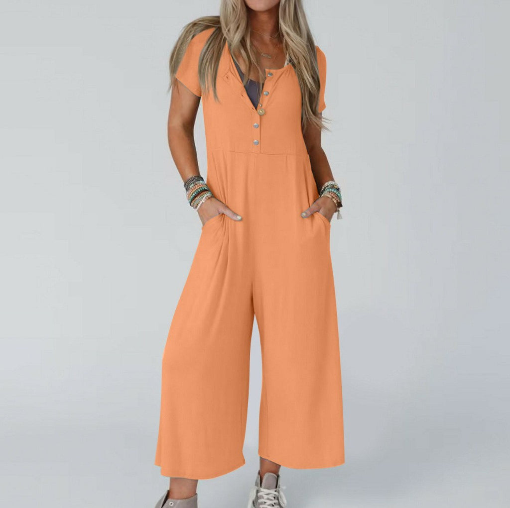 Casual Short-sleeve Jumpsuit