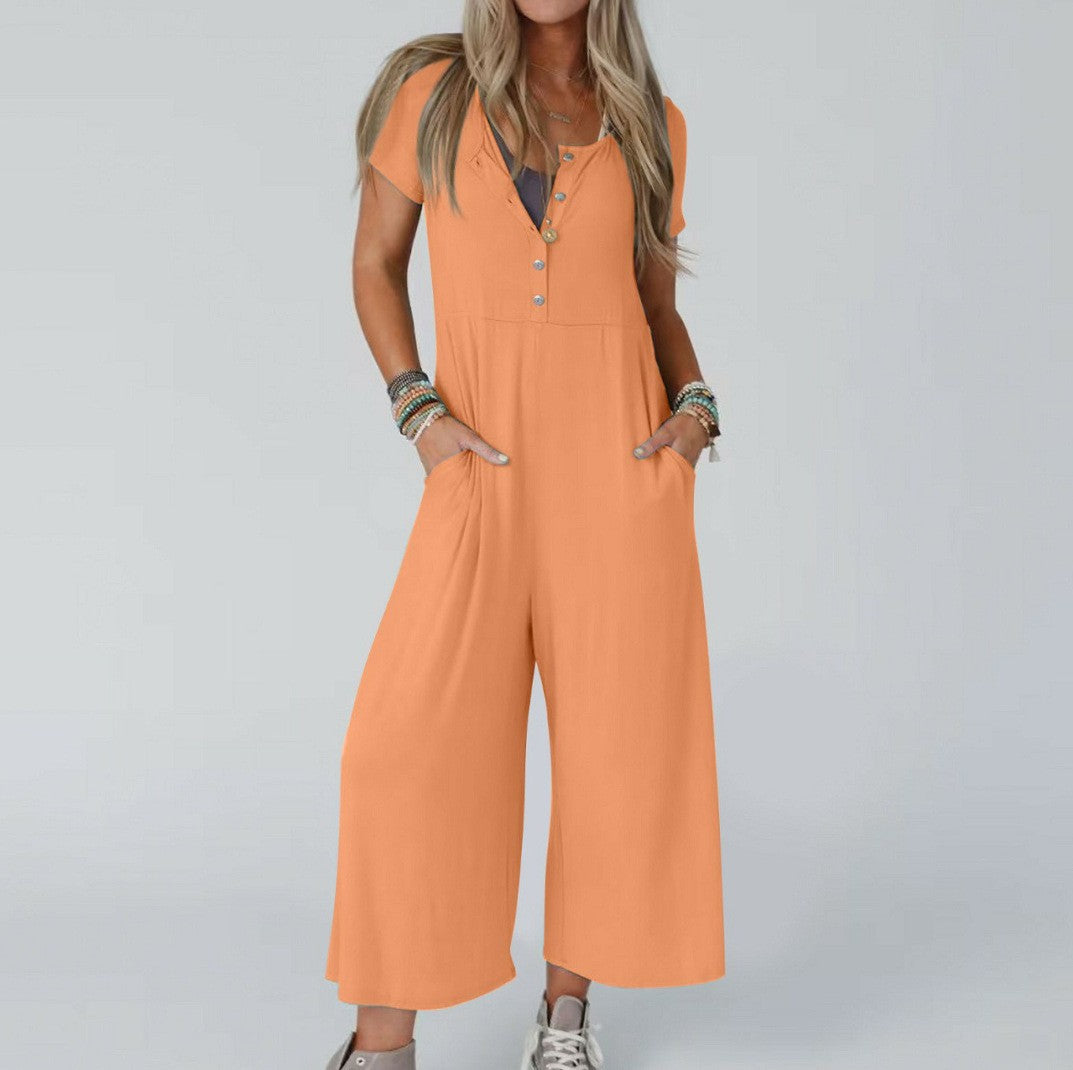 Casual Short-sleeve Jumpsuit