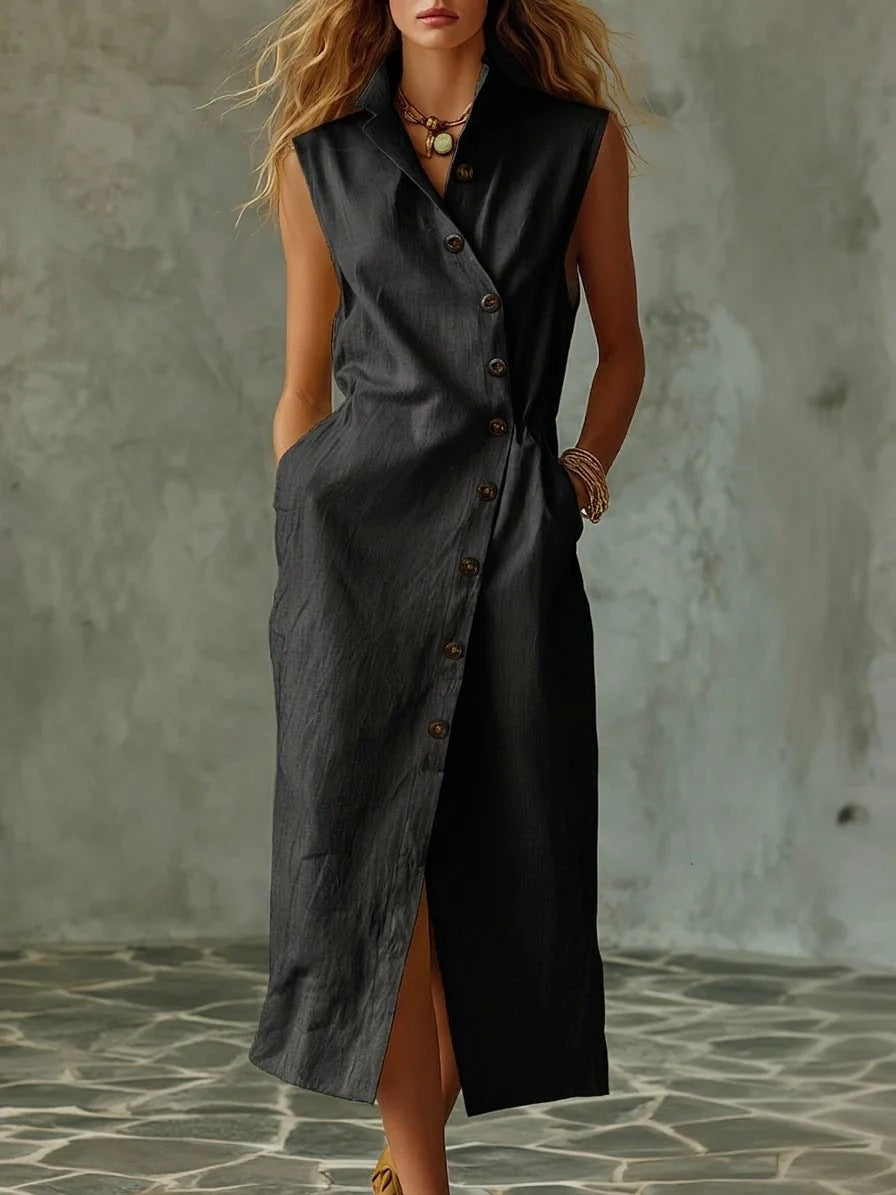 Slim-fit Elegant Single-breasted Dress