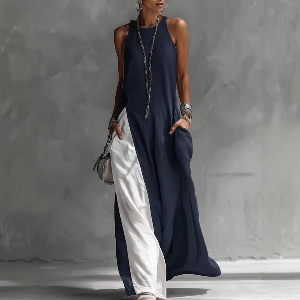 Sleeveless Loose-Fit Off-Shoulder Dress