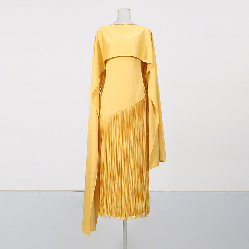 Fringe Cloak-Style Long Dress