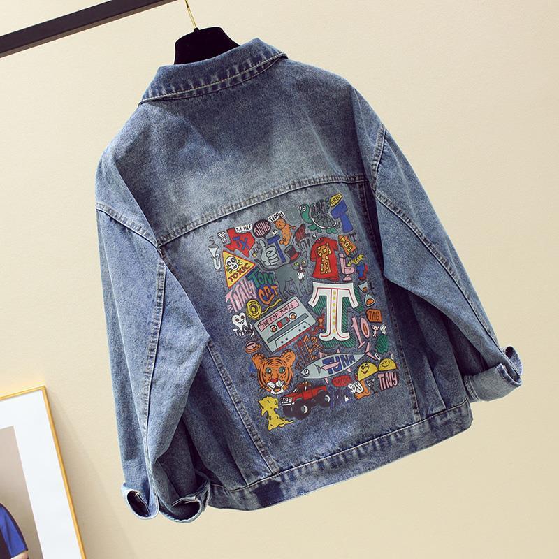 Casual Loose Printed Denim Jacket