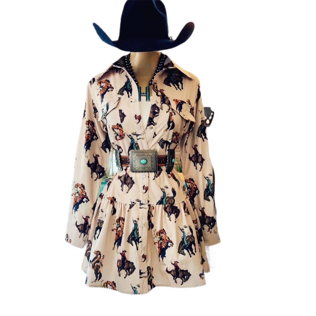 Printed Long-Sleeve Dress