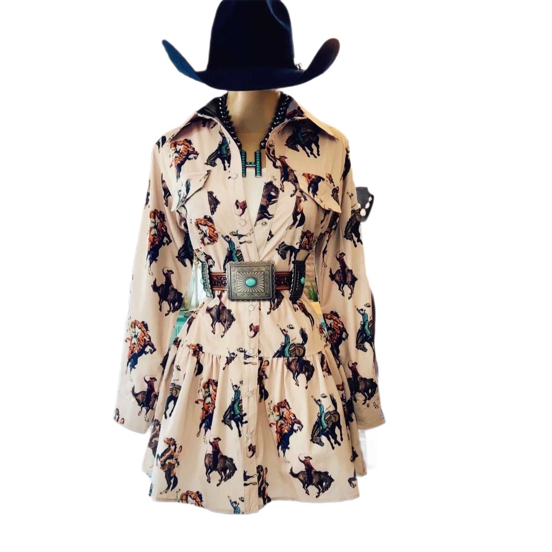Printed Long-Sleeve Dress
