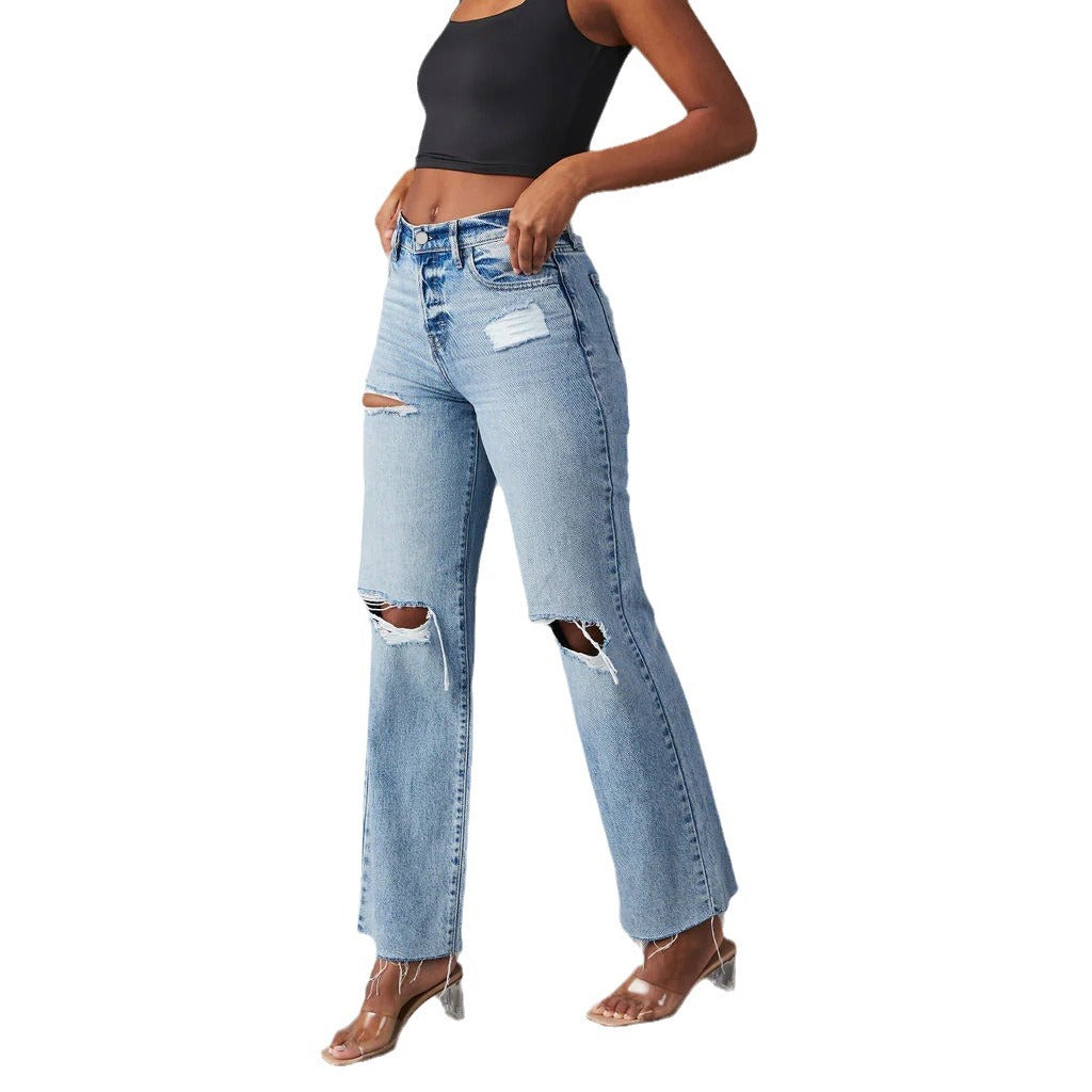 Raw-Hem Denim Jeans
