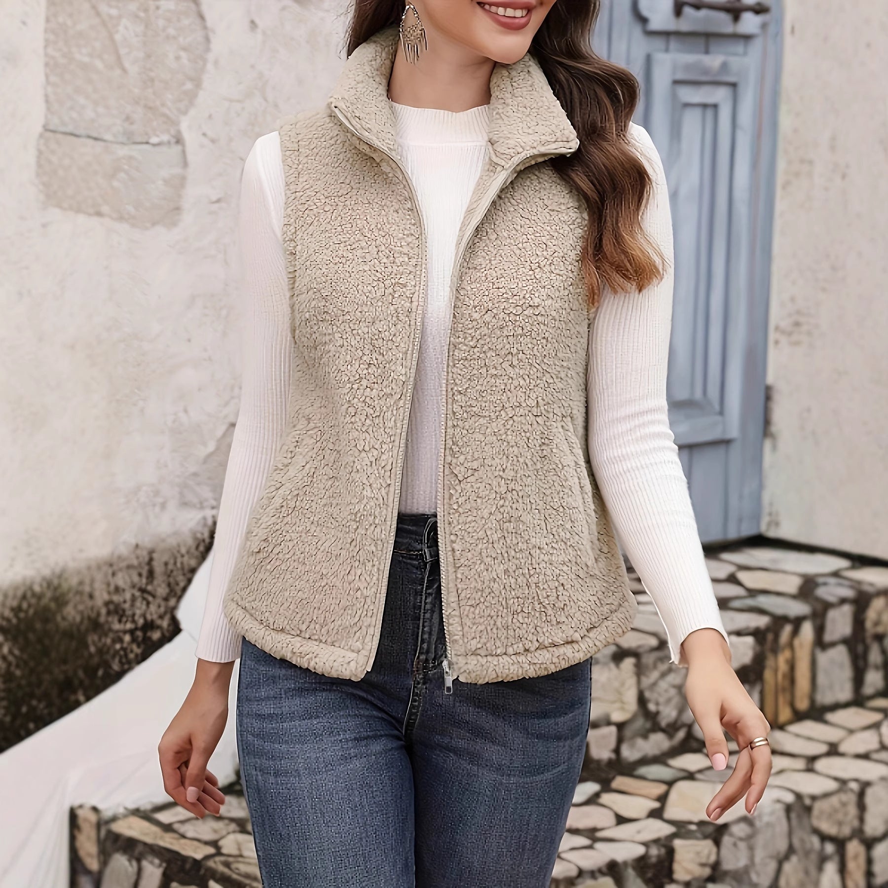 Sleeveless Zippered Lightweight Vest